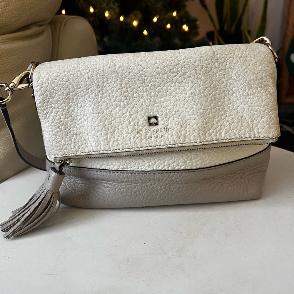 Kate Spade Ivory and Taupe Crossbody Bag